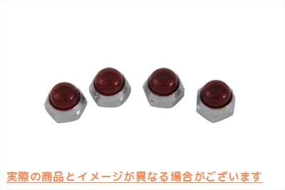 12-0525 レッドロッカーアームシャフトエンドキャップ 取寄せ Vツイン Red Rocker Arm Shaft End Caps (検索用／7872