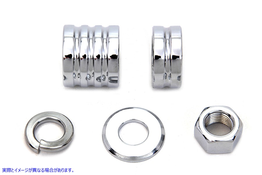 2029-5 フロント アクスル スペーサー キット グルーブ スタイル クローム Front Axle Spacer Kit Groove Style Chrome 取寄せ V