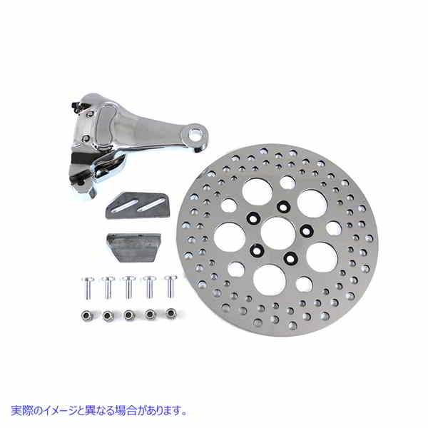 22-0370 クローム リア 4 ピストン キャリパーと 11-1/2 インチ ディスク キット 取寄せ Vツイン Chrome Rear 4 Piston Caliper