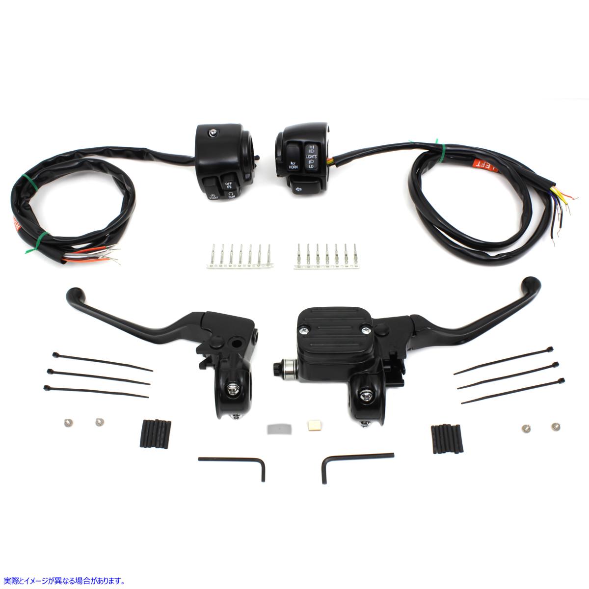 22-1163 ハンドルバー コントロール キット ブラック 取寄せ Vツイン Handlebar Control Kit Black (検索用／