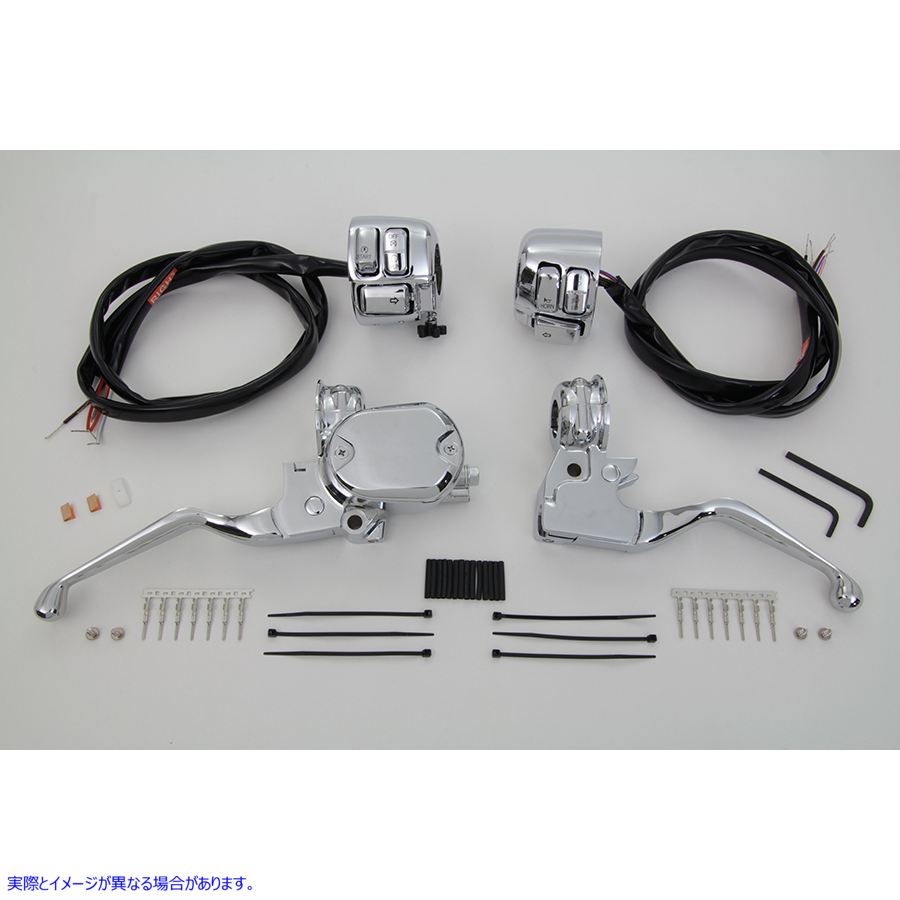 22-1524 スイッチ付きハンドルバーコントロールキット クローム 取寄せ Vツイン Handlebar Control Kit with Switches Chrome (