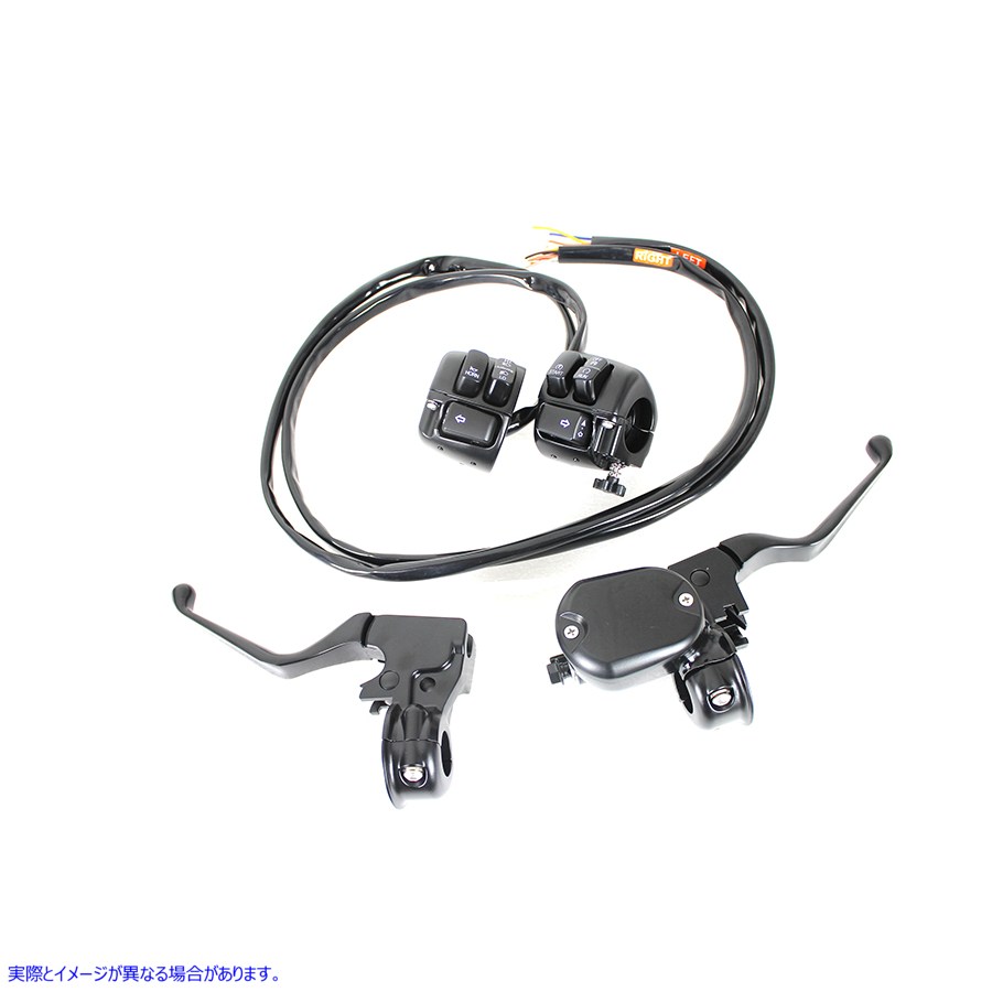 22-1525 ハンドルバーコントロールキット スイッチ付き ブラック 取寄せ Vツイン Handlebar Control Kit with Switches Black (