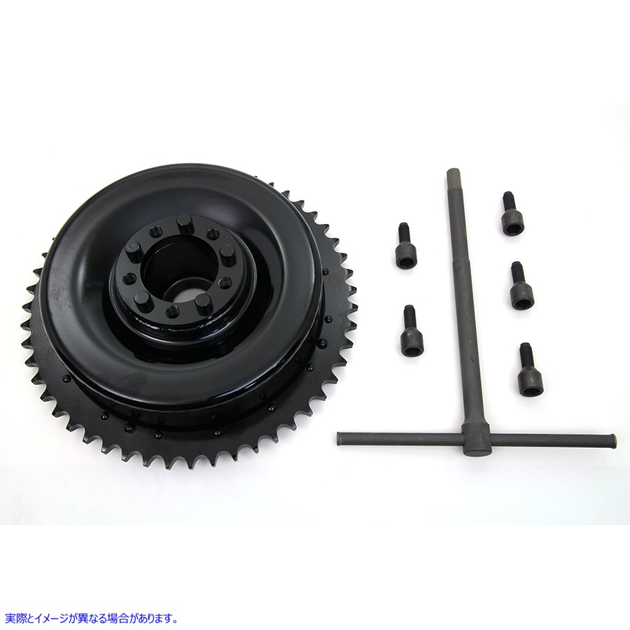 23-0051 リアメカニカルブレーキドラム ブラック スプロケット付き 取寄せ Vツイン Rear Mechanical Brake Drum Black with Spro