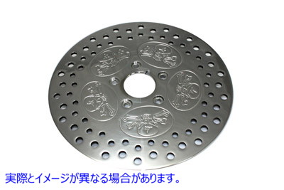 23-0833 11-1/2 インチ フロント ブレーキ ディスク スカル デザイン ポリッシュ仕上げ 11-1/2 inch Front Brake Disc Skull Des