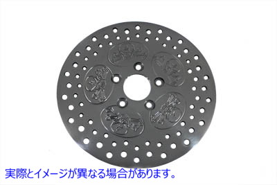 23-0834 11-1/2 インチ リア ブレーキ ディスク スカル デザイン ポリッシュ 11-1/2 inch Rear Brake Disc Skull Design Polishe