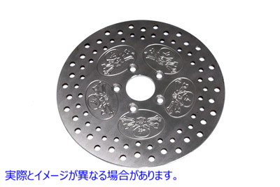 23-0835 11-1/2 インチ リア ブレーキ ディスク スカル デザイン ステンレススチール 11-1/2 inch Rear Brake Disc Skull Design