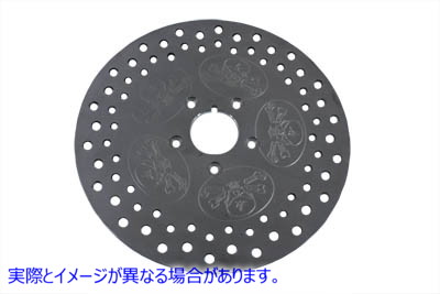 23-0836 11-1/2 インチ リア ブレーキ ディスク スカル デザイン ステンレススチール 11-1/2 inch Rear Brake Disc Skull Design