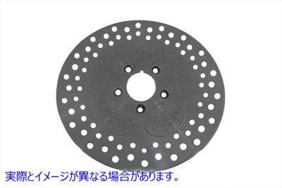 23-0837 11-1/2 インチ リア ブレーキ ディスク スカル デザイン ステンレススチール 11-1/2 inch Rear Brake Disc Skull Design