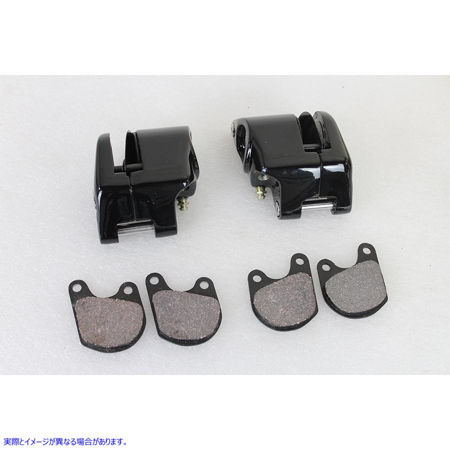 23-1122 ブラック フロント 1 ピストン キャリパー セット 取寄せ Vツイン Black Front 1 Piston Caliper Set (検索用／