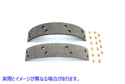 23-1989 リベット付きリアブレーキシューライニング 取寄せ Vツイン Rear Brake Shoe Lining with Rivets (検索用／41802-58 Dur