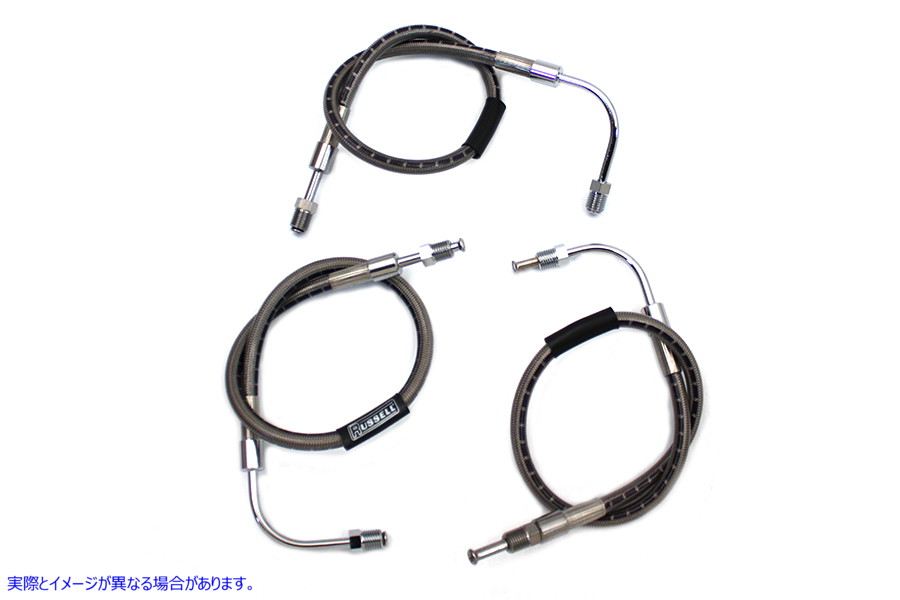 23-8703 ステンレスフロントブレーキホース 3本 取寄せ Vツイン Stainless Steel Front Brake Hose 3 Piece (検索用／ Edelbrock