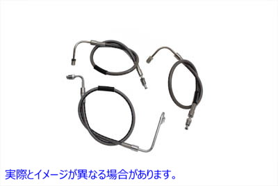 23-8711 ステンレススチール製フロントブレーキホース 23-3/4 インチおよび 21 インチ 取寄せ Vツイン Stainless Steel Front Br