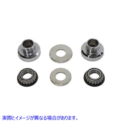 24-0103 シールドフォークネックカップベアリングキットクローム Sealed Fork Neck Cup Bearing Kit Chrome 取寄せ Vツイン (検