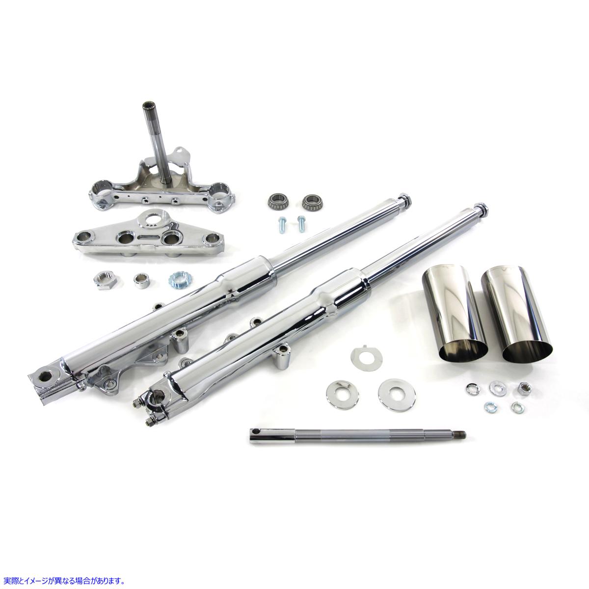 24-0514 41mm フォークアセンブリ (クロームスライダー付き) ストック長さ 取寄せ Vツイン 41mm Fork Assembly with Chrome Slid