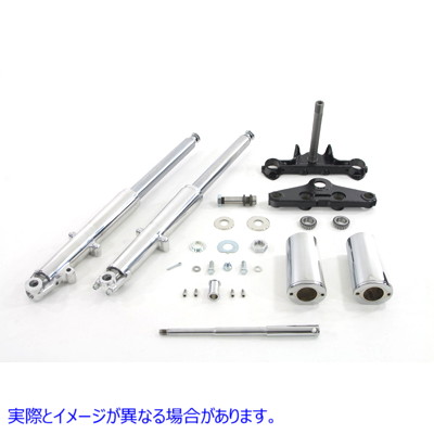 24-0756 41mm クローム フォーク アセンブリ (ポリッシュ スライダー付き) 取寄せ Vツイン 41mm Chrome Fork Assembly with Poli