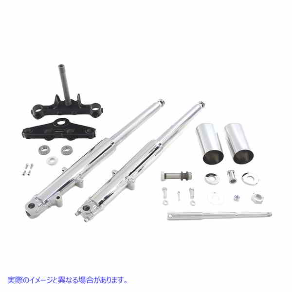 24-0757 41mm クローム フォーク アセンブリ (クローム スライダー付き) 取寄せ Vツイン 41mm Chrome Fork Assembly with Chrome