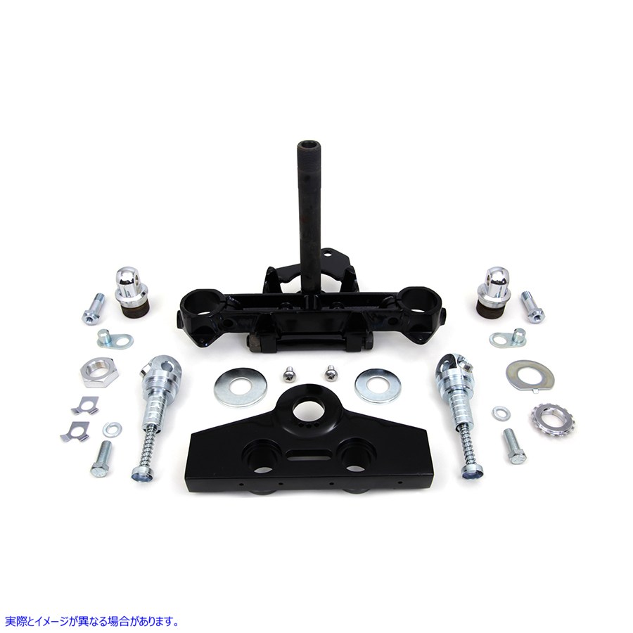 24-0799 黒いアジャスタブル トリプルツリーセット Black Adjustable Triple Tree Set 取寄せ Vツイン (検索用／ V-Twin