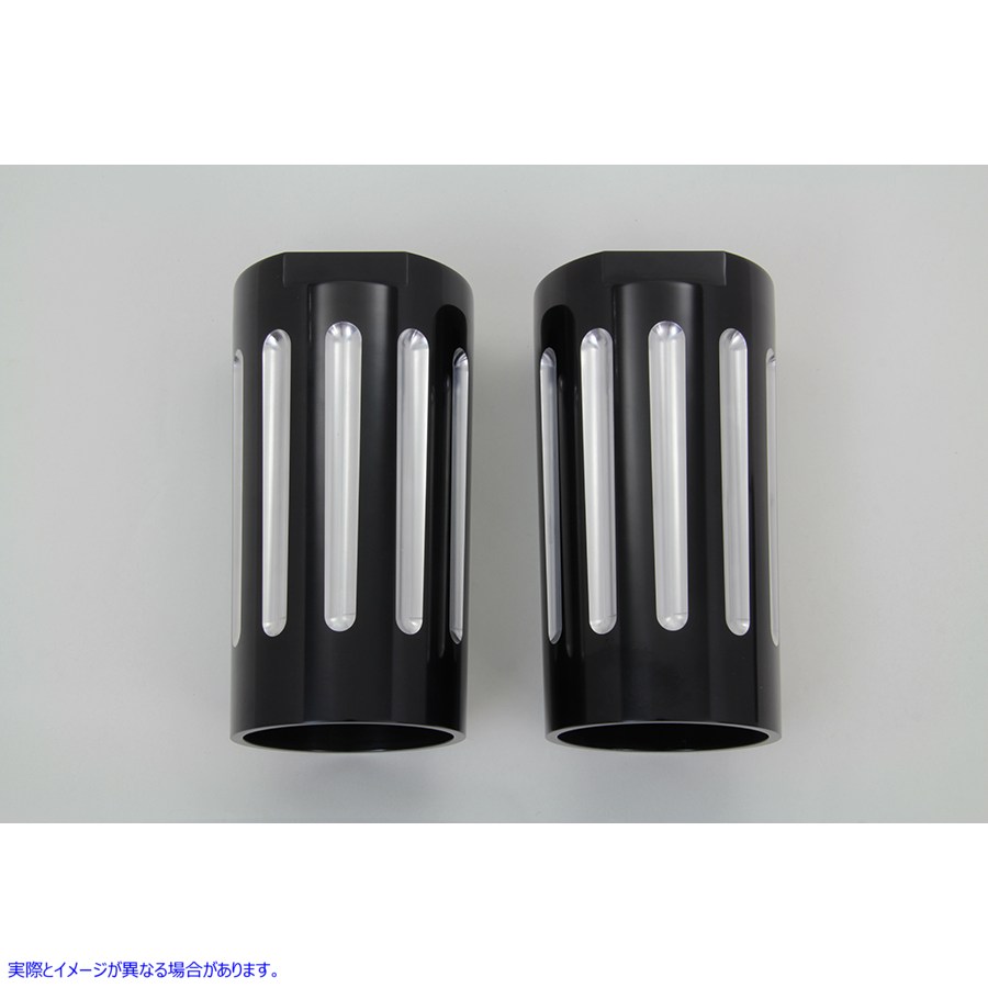 24-1173 ブラック フォーク スライダー カバー セット (クローム ストリップ付き) Black Fork Slider Cover Set with Chrome Str