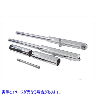 24-9015 ビレットメガフォークスライダーセットクロム Billet Mega Fork Slider Set Chrome 取寄せ Vツイン (検索用／ V-Twin