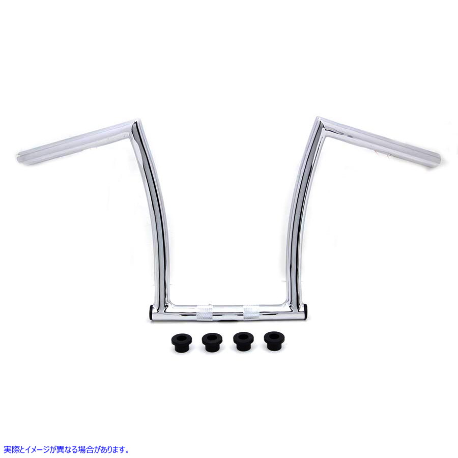 25-0635 インデント付き 17 インチ クロムチゼル Z バー ハンドルバー 取寄せ Vツイン 17 inch Chrome ChiZeled Z-Bar Handlebar