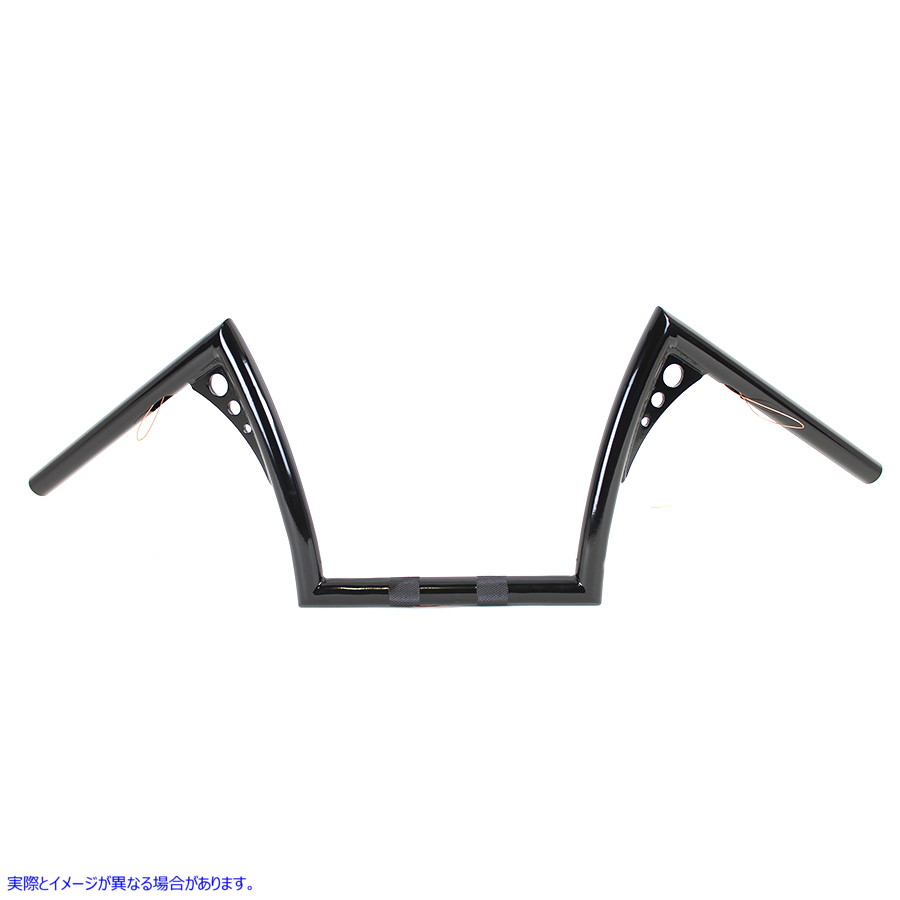 25-1285 10 インチ Z バー ハンドルバー 配線インデントと穴付き ブラック 10 inch Z-Bar Handlebar with Wiring Indents and Ho