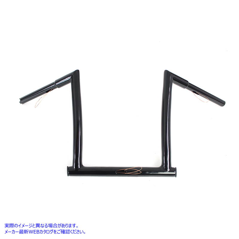 25-1802 14 インチ ブラックチゼル Z バー ハンドルバー (インデント付き) 14 inch Black ChiZeled Z-Bar Handlebar with Indent