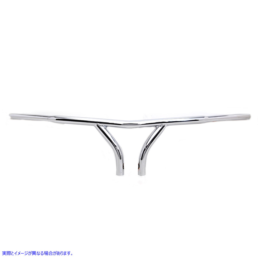 25-1842 インデント付き 10 インチ クローム カーブ ライザー ハンドルバー 10 inch Chrome Curved Riser Handlebar with Indent