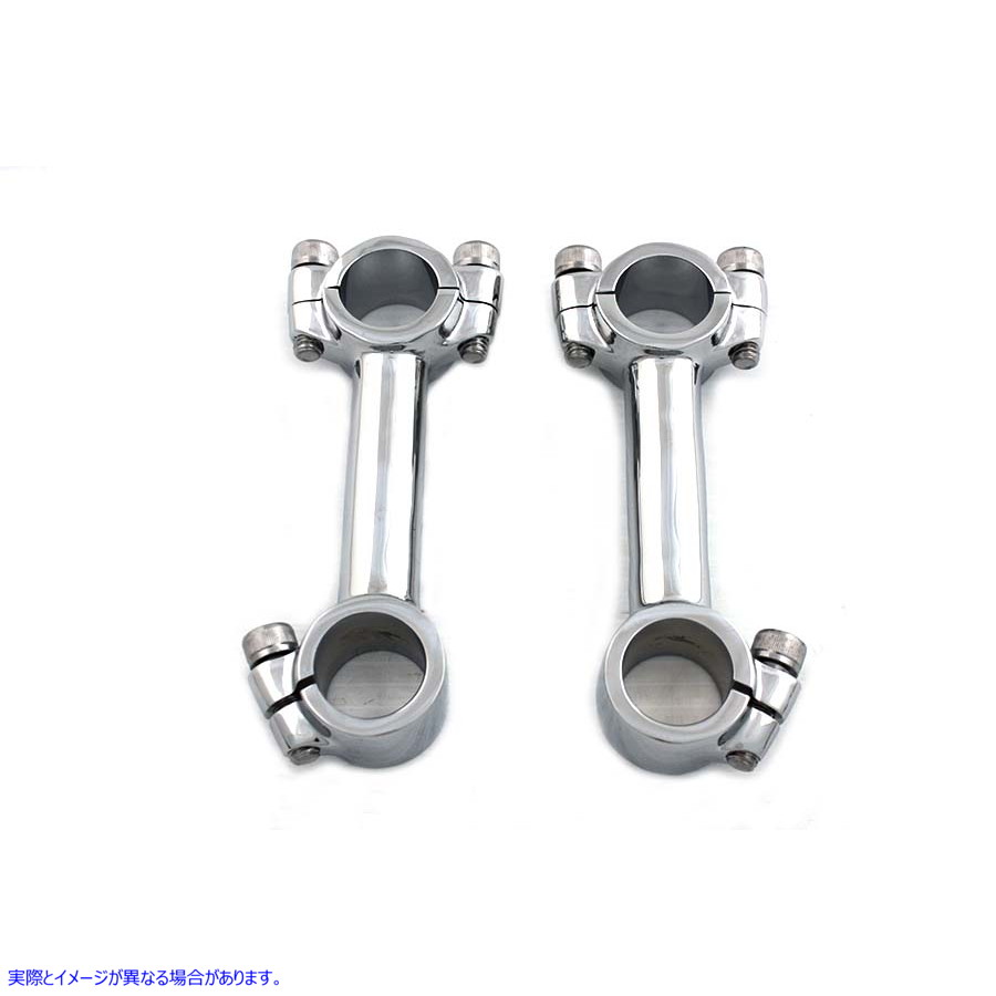 25-2124 4インチドッグボーンライザーセット クローム 4 inch Dog Bone Riser Set Chrome 取寄せ Vツイン (検索用／