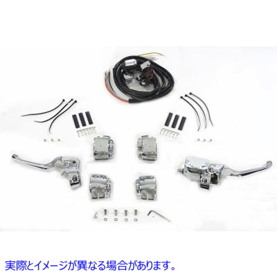 26-0411 スイッチ付きクロームハンドルバーコントロールキット Chrome Handlebar Control Kit with Switches 取寄せ Vツイン (検