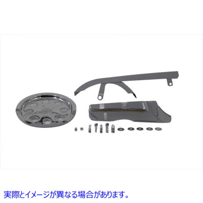 27-0542 クロームベルトガードとプーリーカバーキット 取寄せ Vツイン Chrome Belt Guard and Pulley Cover Kit (検索用／