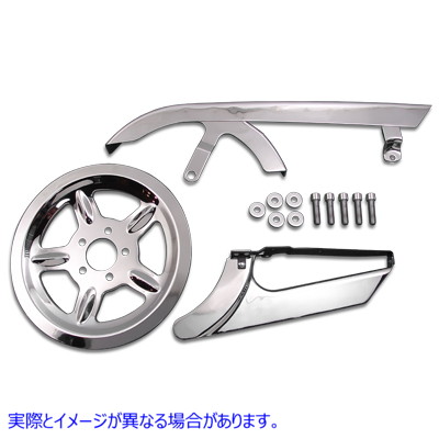 27-0619 クロームベルトガードとプーリーカバーキット Chrome Belt Guard and Pulley Cover Kit 取寄せ Vツイン (検索用／60402-