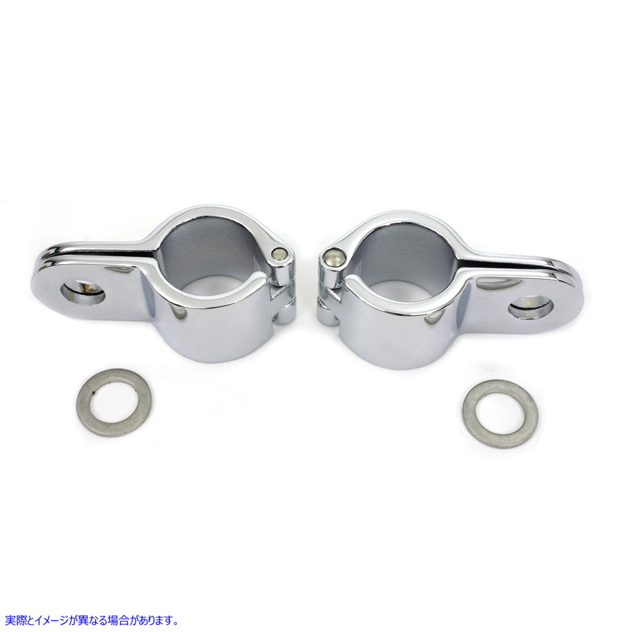 27-0673 クローム 1-1/8 インチ フットペグ マウント クランプ セット Chrome 1-1/8 inch Footpeg Mount Clamp Set 取寄せ Vツイ