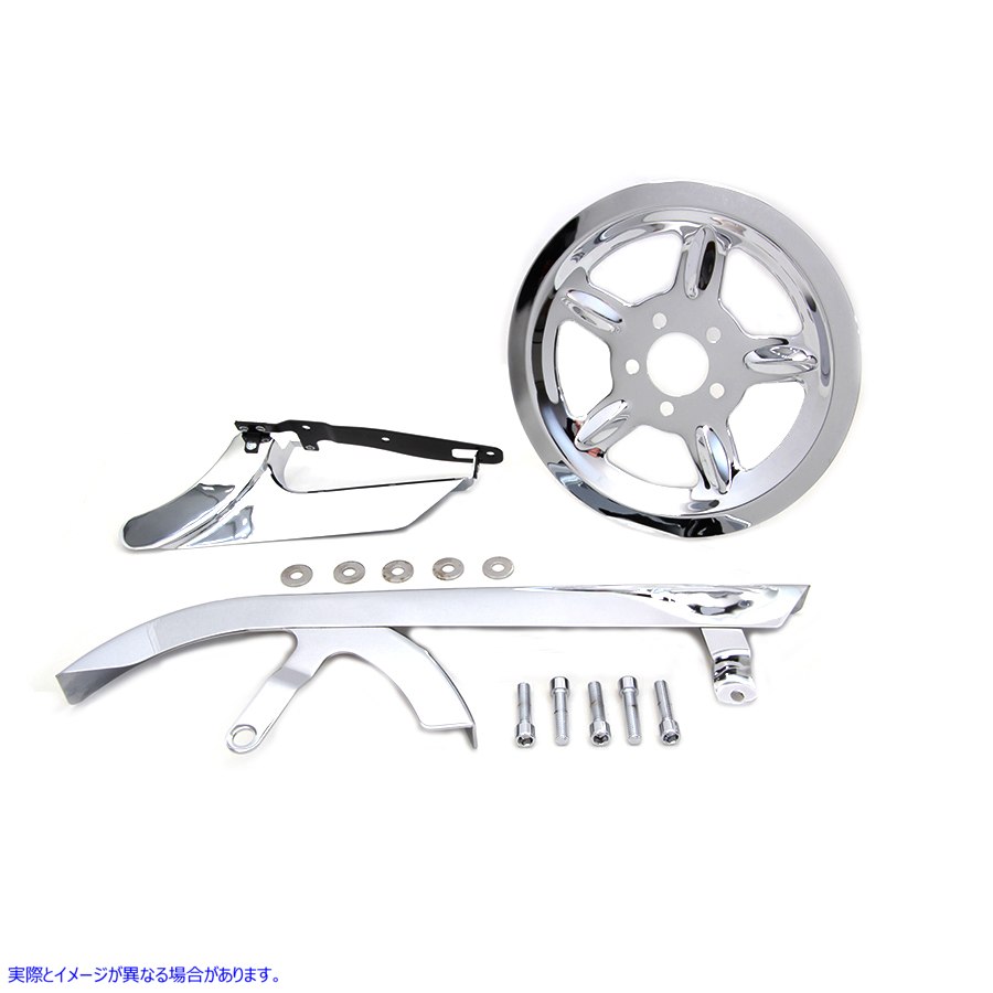 27-0848 クロームベルトガードとプーリーカバーキット 取寄せ Vツイン Chrome Belt Guard and Pulley Cover Kit (検索用／60402-