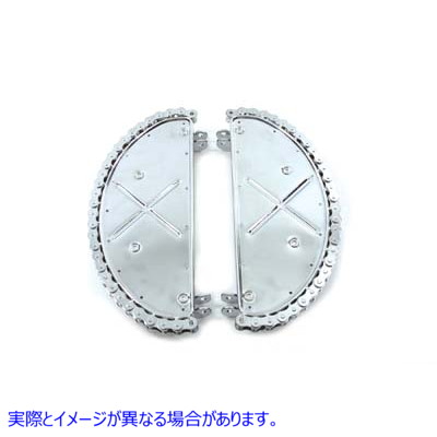 27-0921 チェーンデザインを備えたクロムドライバーフットボードセット Chrome Driver Footboard Set with Chain Design 取寄せ Vツイン (検索用／ V-Twin