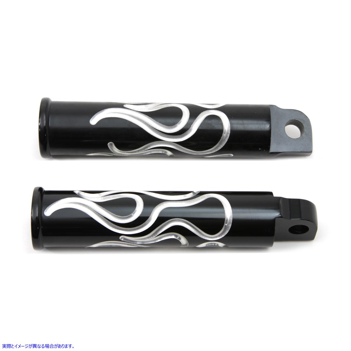 27-1063 ブラックフレイムスタイルステップセット Black Flame Style Footpeg Set 取寄せ Vツイン (検索用／