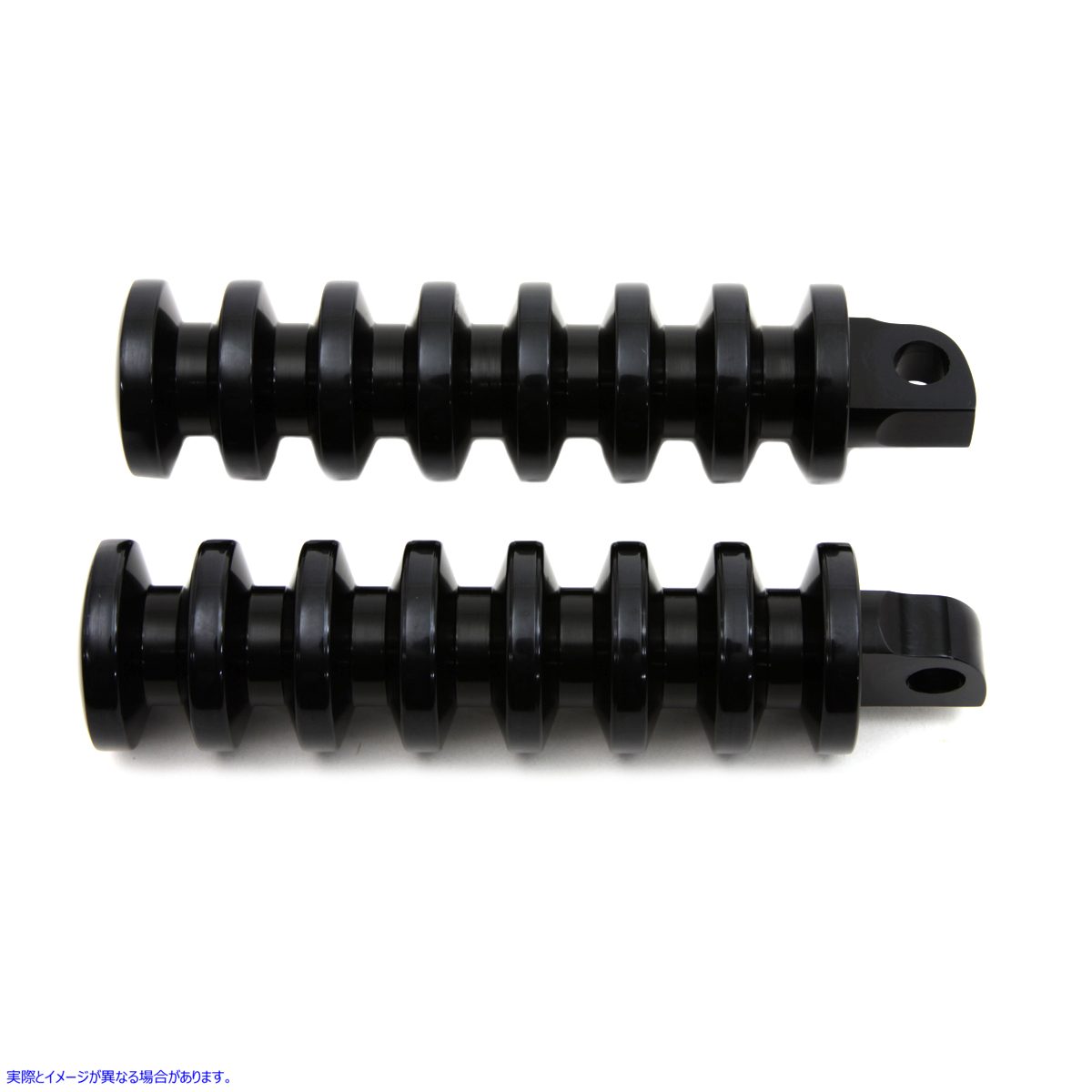 27-1075 ブラックの溝付きフットペグセット Black Grooved Footpeg Set 取寄せ Vツイン (検索用／