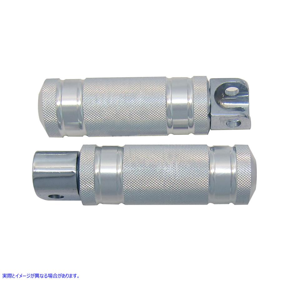 27-2104 シルバーローレット4溝フットペグセット Silver Knurled Four Grooved Footpeg Set 取寄せ Vツイン (検索用／