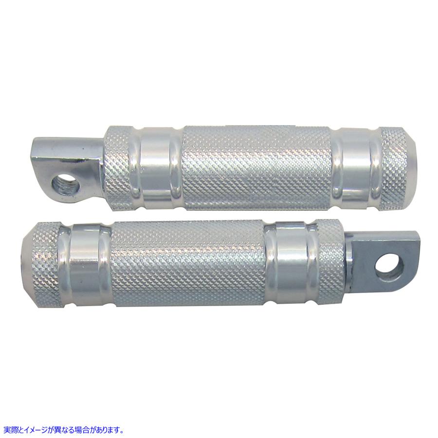 27-2105 シルバーローレット4溝フットペグセット Silver Knurled Four Grooved Footpeg Set 取寄せ Vツイン (検索用／