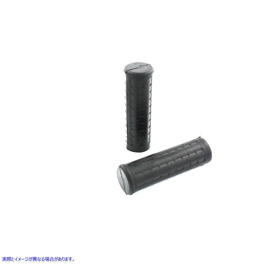 28-0159 プラグホールなしのレプリカブラックワッフルグリップ 取寄せ Vツイン Replica Black Waffle Grips without Plug Hole (