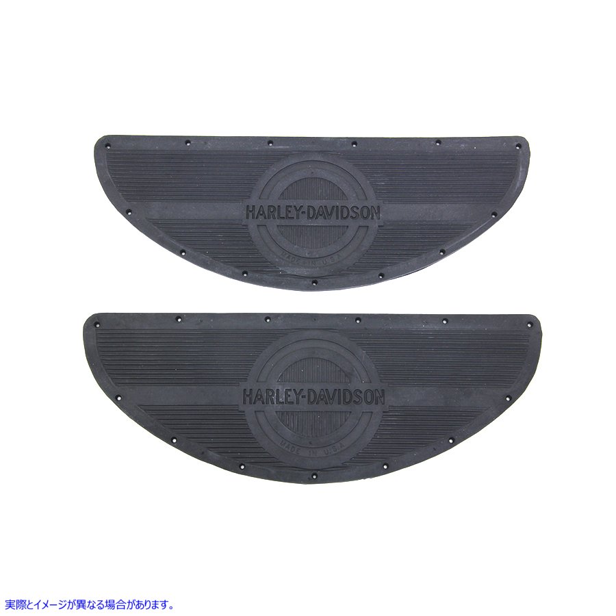 28-0858 ブラックラバーフットボードマットセット Black Rubber Footboard Mat Set 取寄せ Vツイン (検索用／