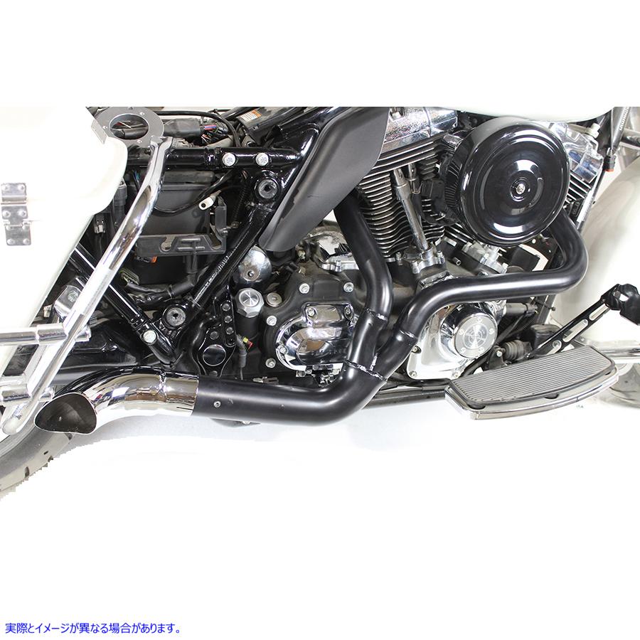 29-0044 2in1エキゾーストヘッダーセット ブラック 取寄せ Vツイン 2 into 1 Exhaust Header Set Black (検索用／