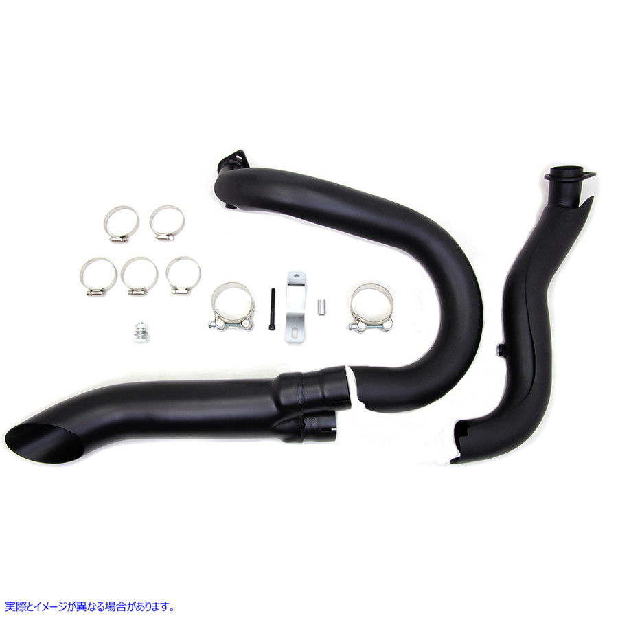 29-0824 Black 2 into 1 Exhaust Header Set 取寄せ Vツイン (検索用／ V-Twin