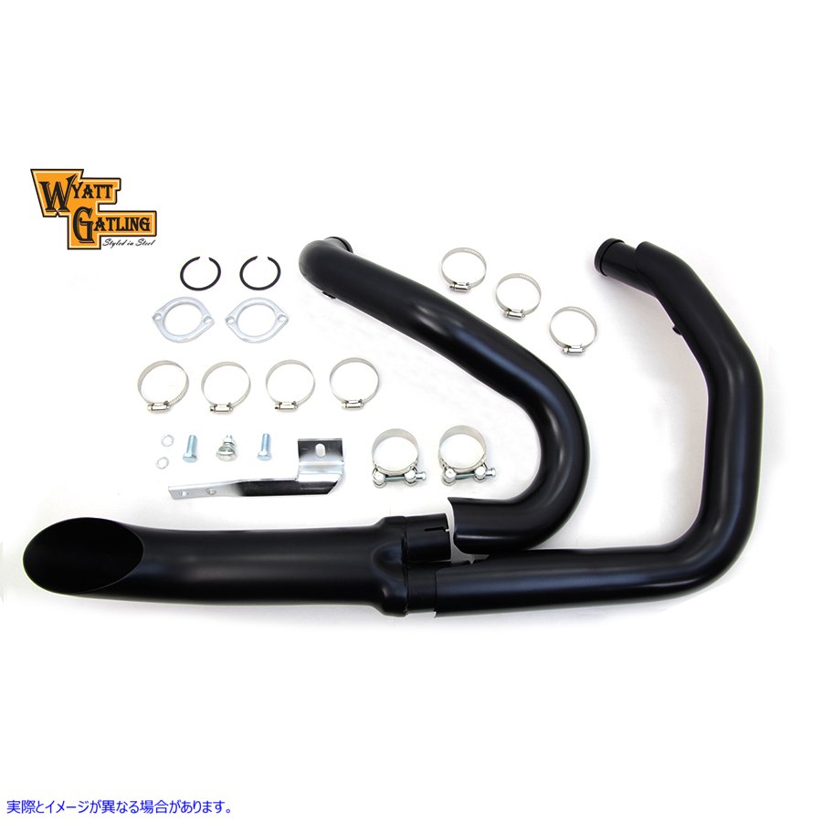 29-0935 ワイアットガトリング1-3/4インチ2から1排気ヘッダーセットブラック Wyatt Gatling 1-3/4 inch 2 into 1 Exhaust Header Set Black 取寄せ Vツイン (検索用／ V-Twin