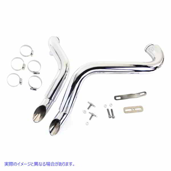 30-0022 ストレートダウンドラッグパイプセット クローム ヒートシールド付き Straight Down Drag Pipe Set Chrome with Heat Sh