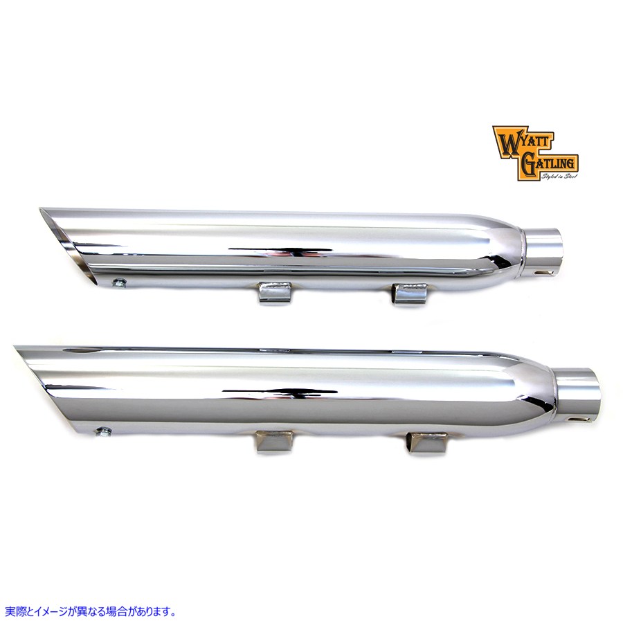 30-0568 ワイアットガトリングクロームスラッシュマフラーセット 取寄せ Vツイン Wyatt Gatling Chrome Slash Muffler Set (検索