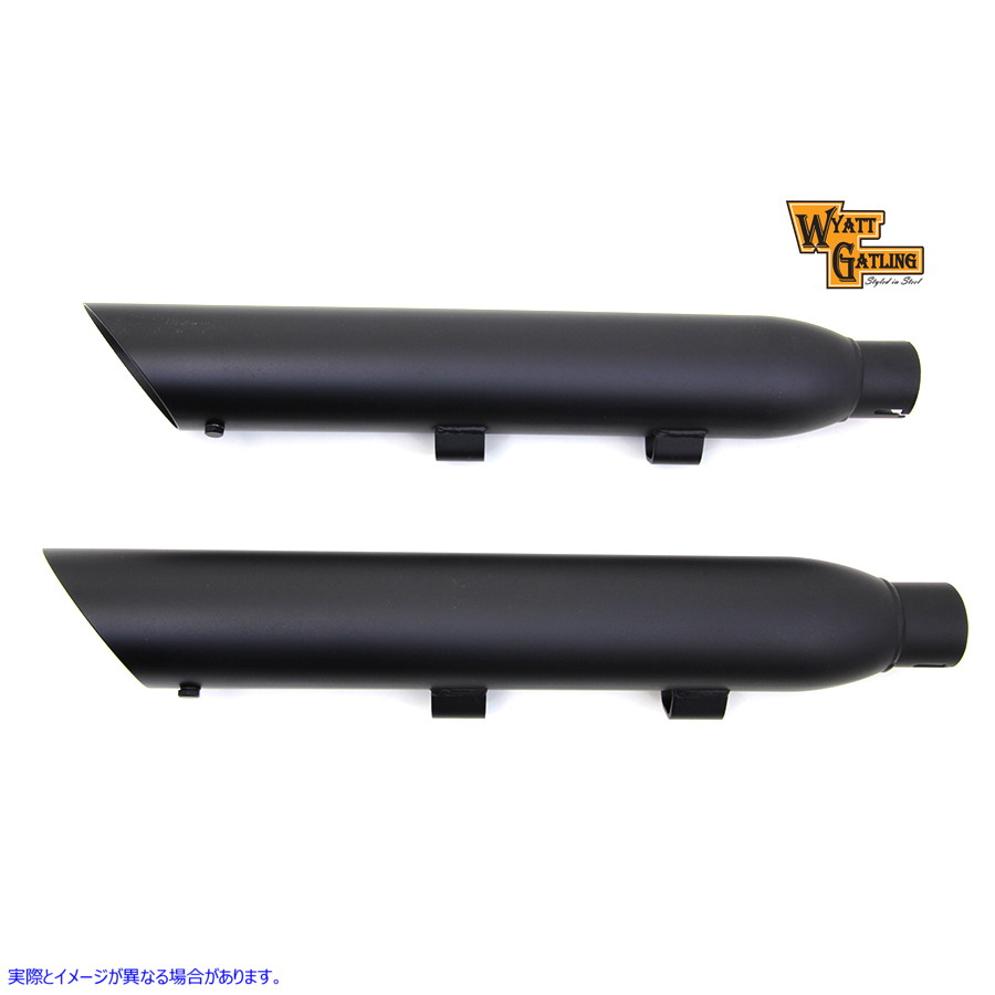 30-0569 ワイアット ガトリング ブラック スラッシュ マフラー セット 取寄せ Vツイン Wyatt Gatling Black Slash Muffler Set (