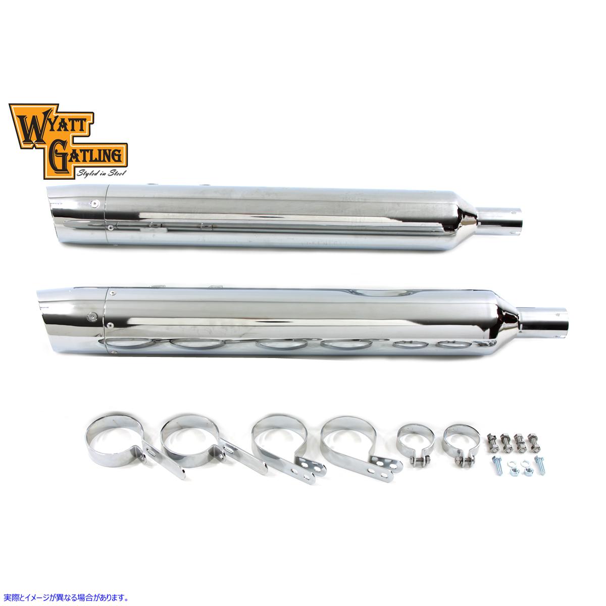 30-0629 Wyatt Gatling Muffler Set with Billet End Tips 取寄せ Vツイン (検索用／ Wyatt Gatling