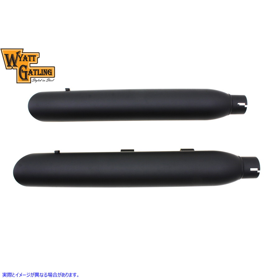 30-0935 ワイアット ガトリング ブラック スラッシュ マフラー セット 取寄せ Vツイン Wyatt Gatling Black Slash Muffler Set (