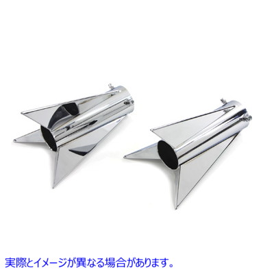 30-0955 2インチマフラー用にセットされた3つのフィンロケットチップ Chrome Three Fin Rocket Tip Set for 2 inch Muffler 取寄せ Vツイン (検索用／ Wyatt Gatling