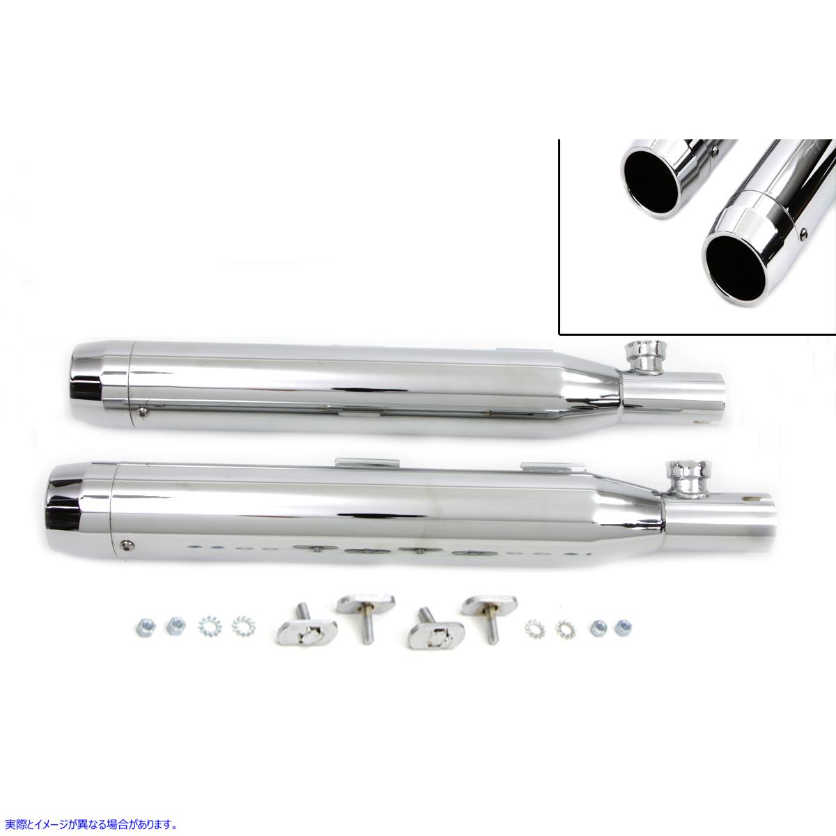 30-1281 クロームチップ付きクロームスリップオンマフラーセット Chrome Slip On Muffler Set With Chrome Tips 取寄せ Vツイン